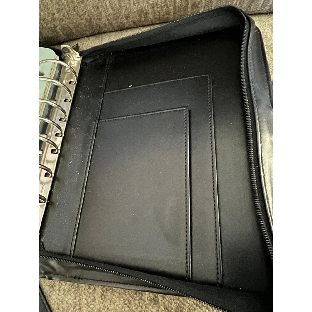 Franklin Covey Black Leather Briefcase Bag Planner Portfolio Cover Unused